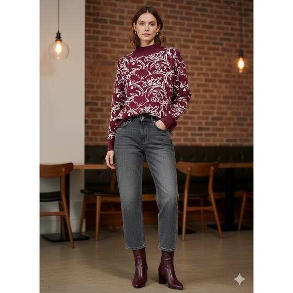 Amour Vert Sweaters - Amour Vert Women’s organic Cotton Burgundy sweater  boho  retro Size L relaxed